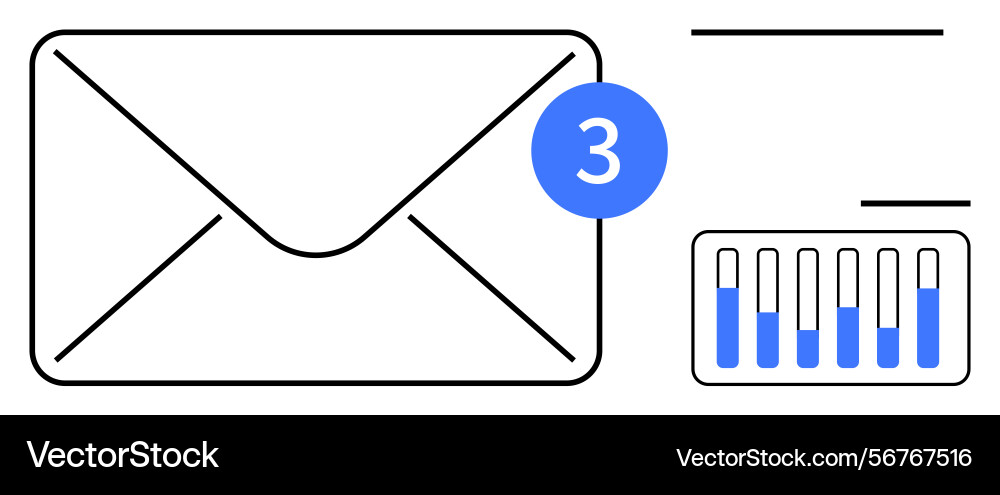 Email notification with analytics tab and unread Email notification with analytics tab and unread vector image