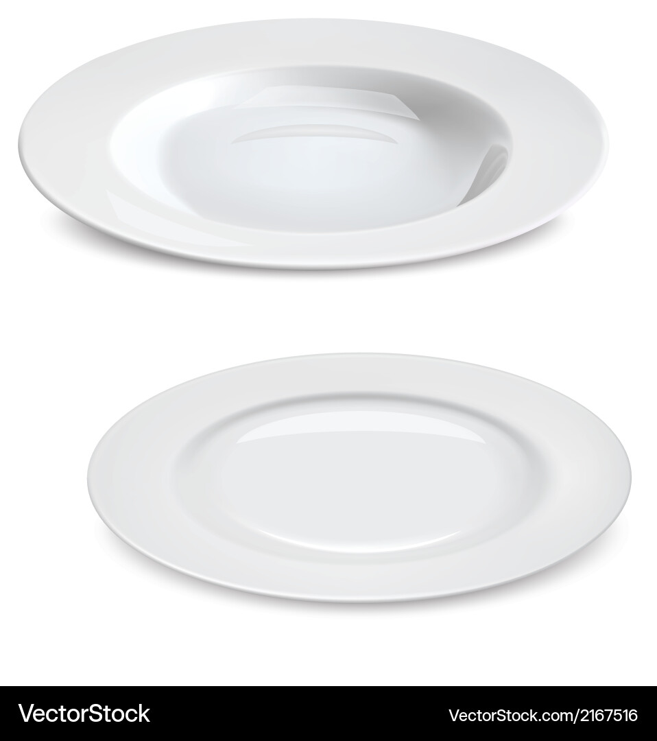 Isolated Empty Plates on White Background Vector Image