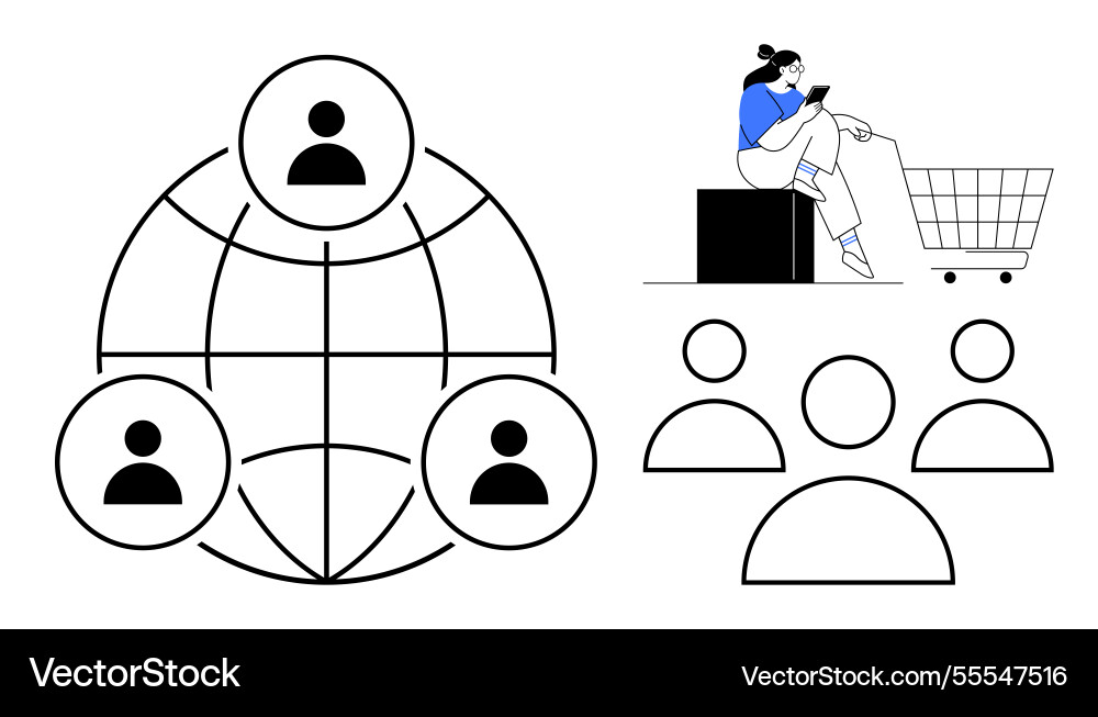 Online shopping and network connection with users Online shopping and network connection with users Vector Image