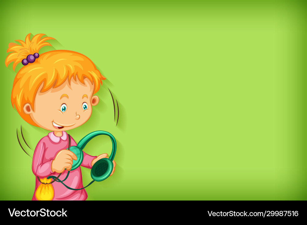 Plain background with girl using headphone Plain background with girl using headphone vector image