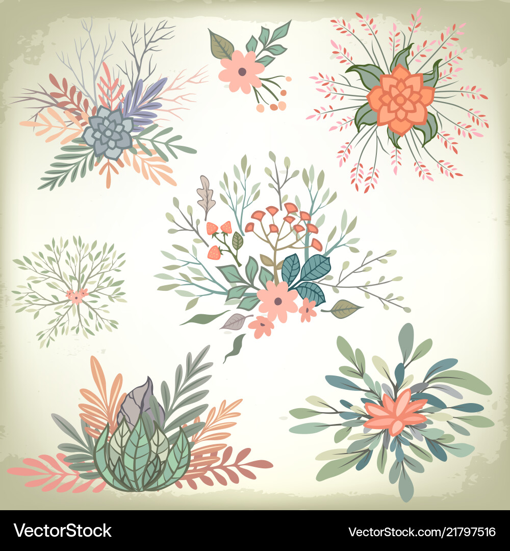 Sammlung von romantischen romantischen Blumenelementen Sammlung von romantischen romantischen Blumenelementen vektorbild