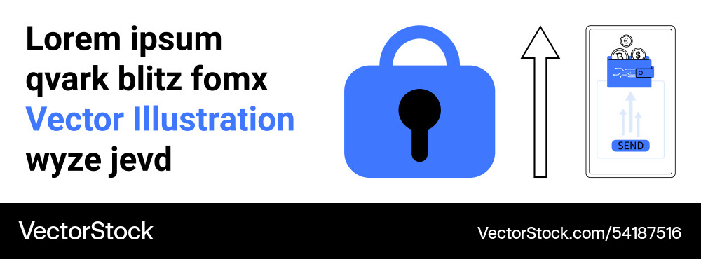 Secure data transfer concept with lock arrow vector image