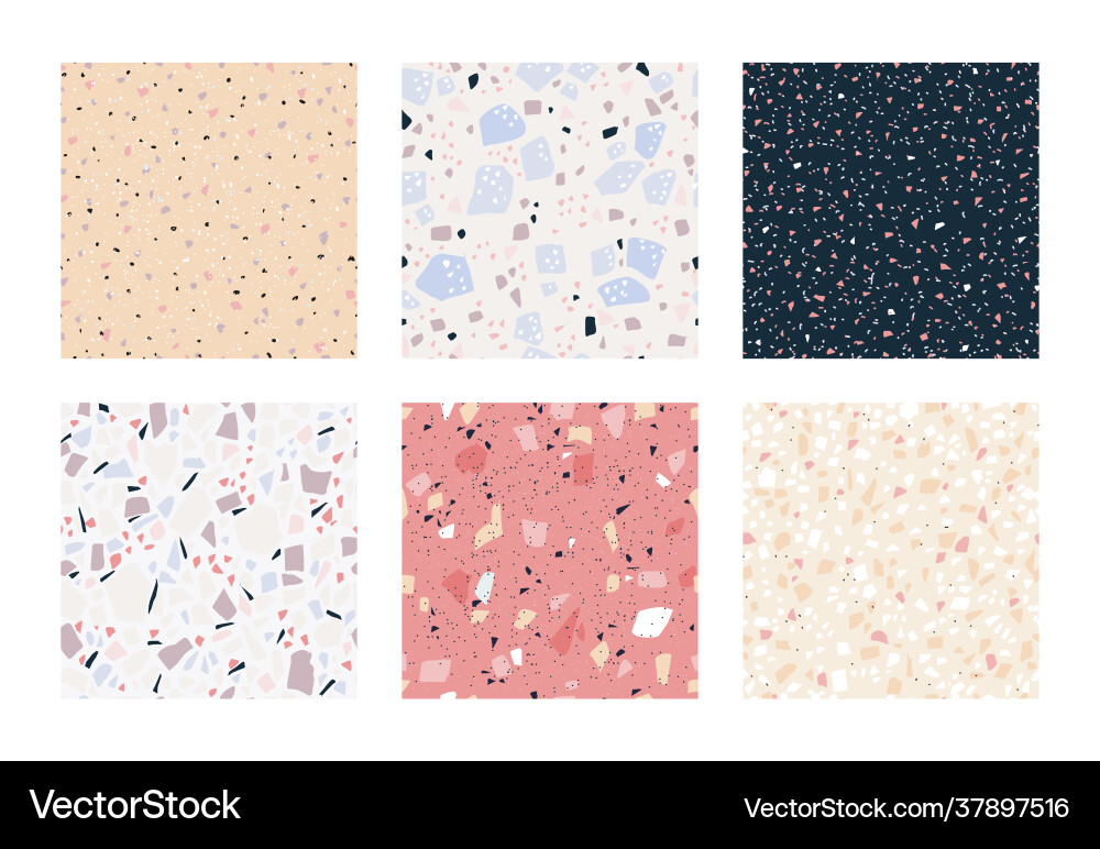 Terrazzo seamless pattern square marble stone Vector Image