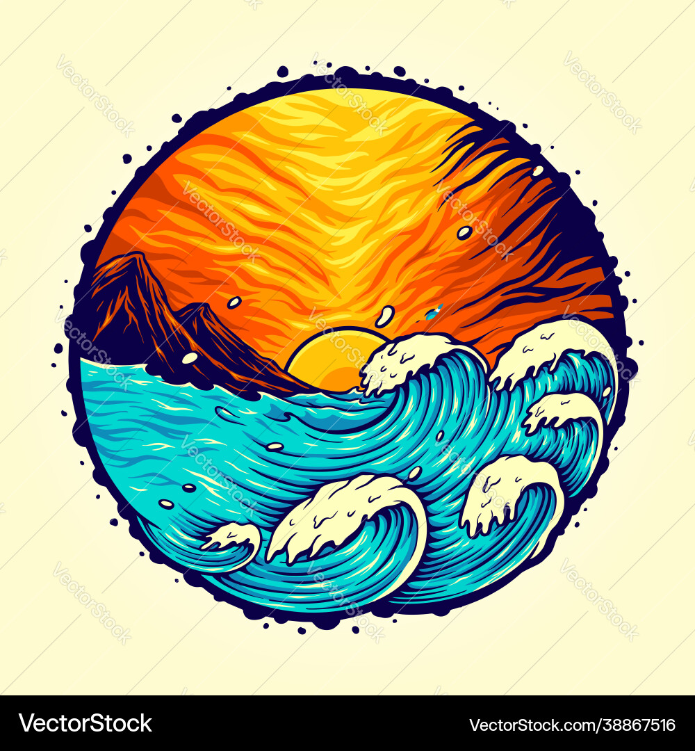 Tropical Beach Sunset Royalty Free Vector Image