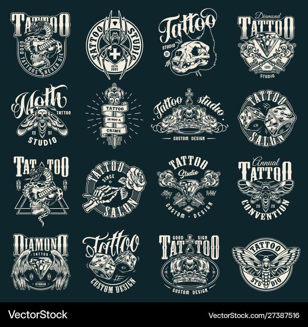 Vintage Tattoo & Gothic Motifs Vector Image
