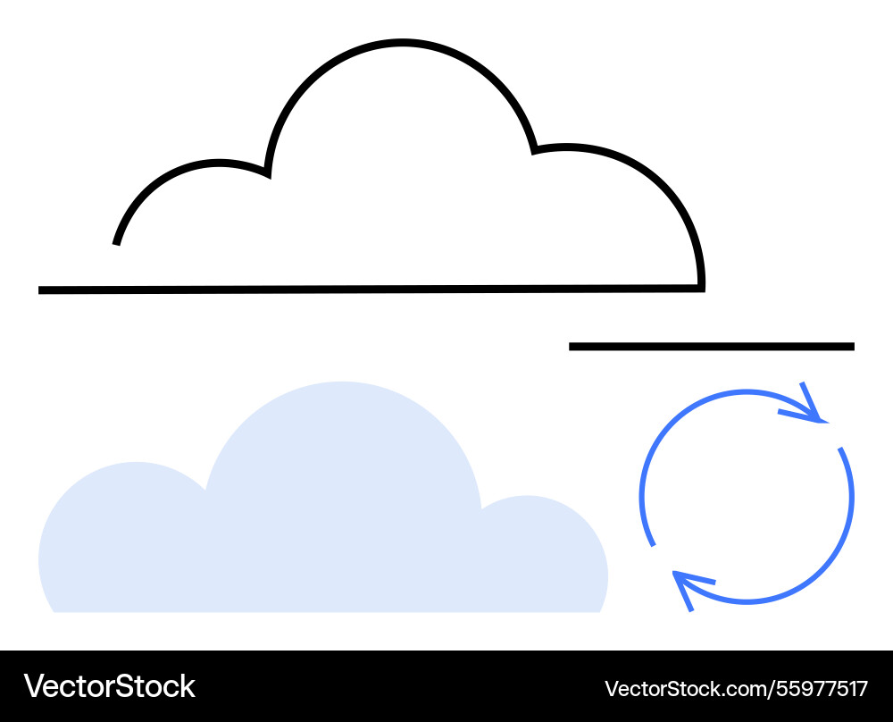 Cloud structure with outline and arrows Cloud structure with outline and arrows Vector Image