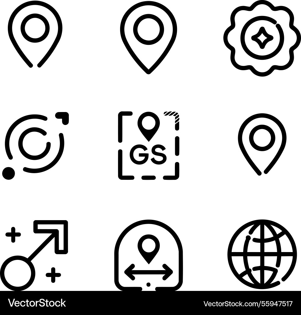 Geolocation icons for mapping navigation direction Geolocation icons for mapping navigation direction Vector Image