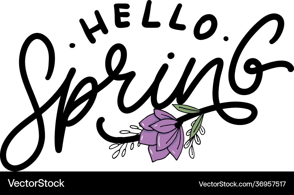 Hello spring flowers text background frame Hello spring flowers text background frame vector image