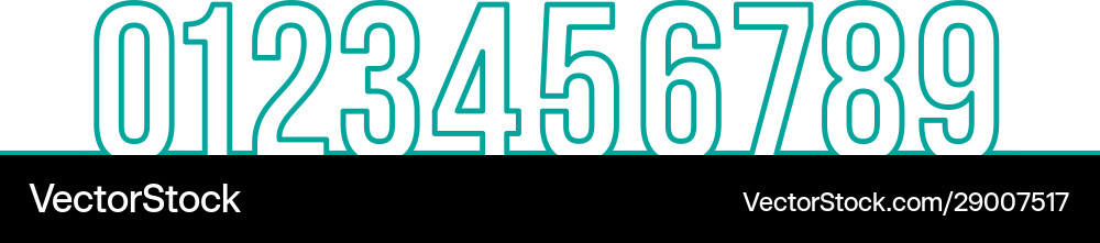 Numbers set thin line math symbols linear vector image