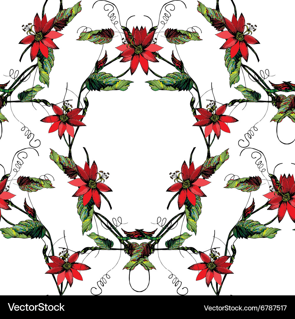Passiflora frame pattern Vector Image