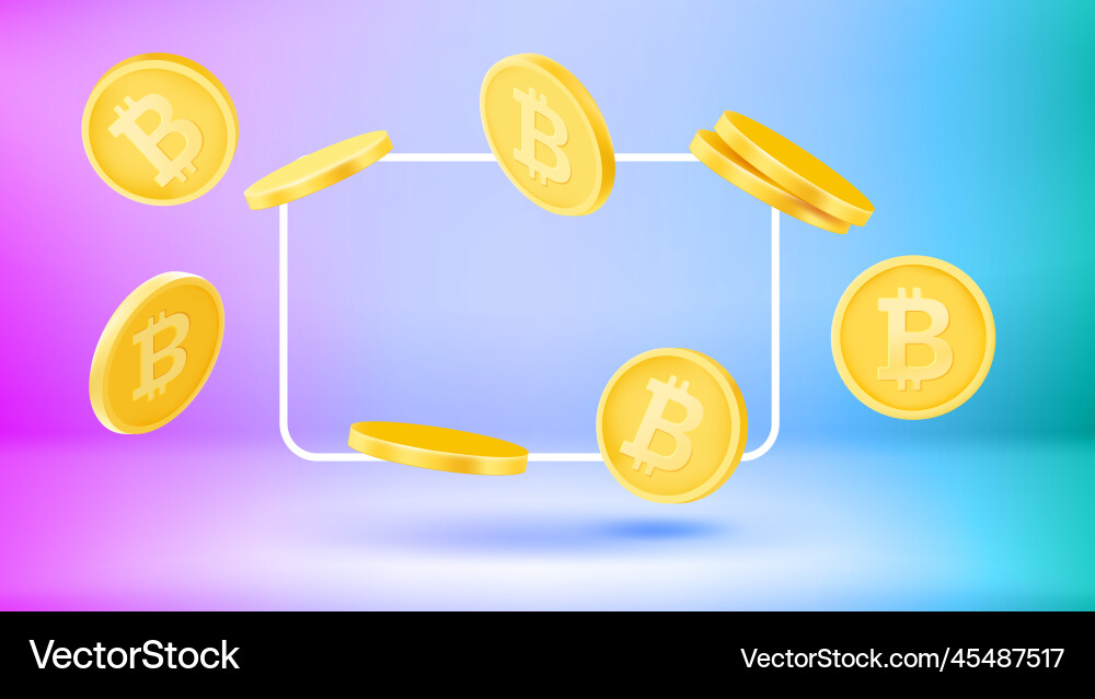 Poster template with bitcoins and empty frame new Poster template with bitcoins and empty frame new vector image