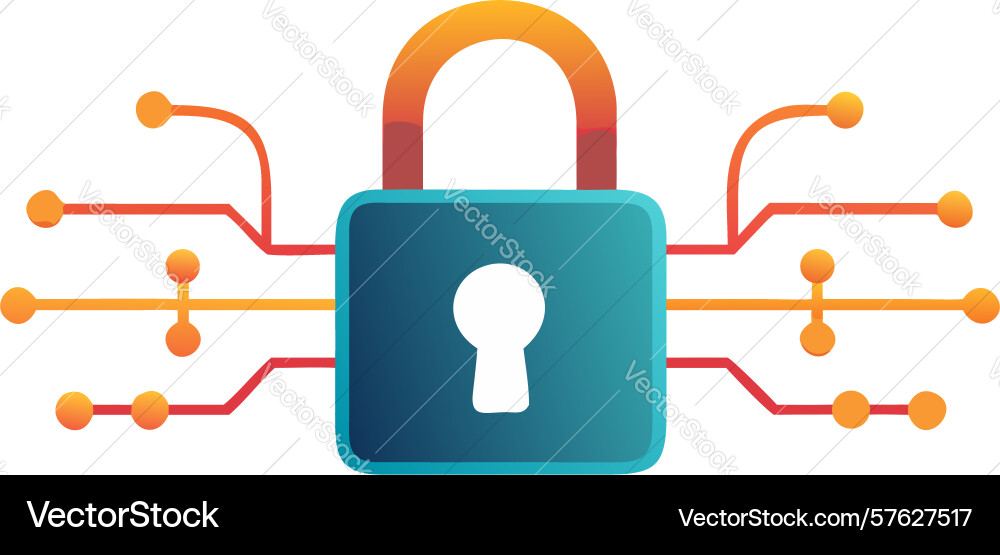 Secure network data protection lock icon design vector image