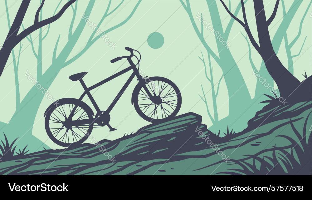 Bicycle on dynamic forest path design generative Vector Image