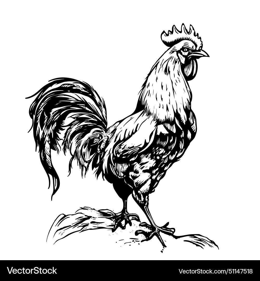 Cock Hand gezogen Hahn isoliert Cock Hand gezogen Hahn isoliert vektorbild