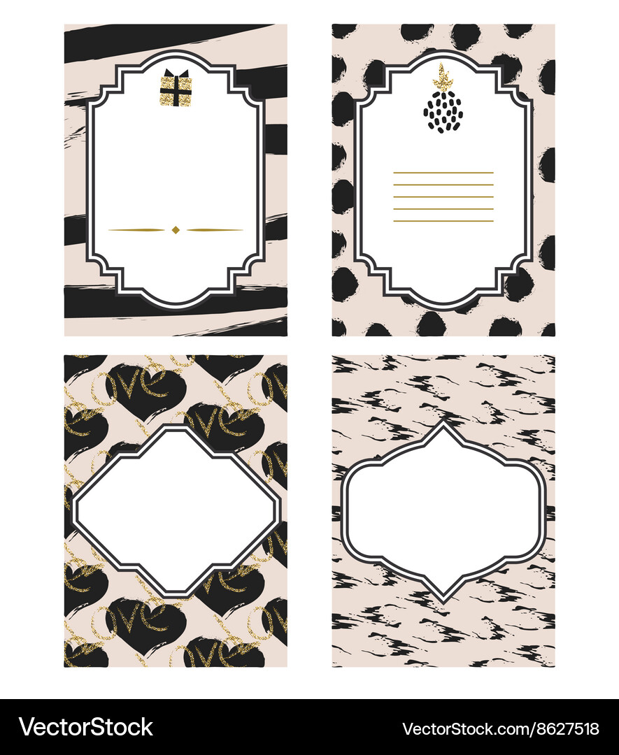Gold Glitter Birthday Card Set Vector Image