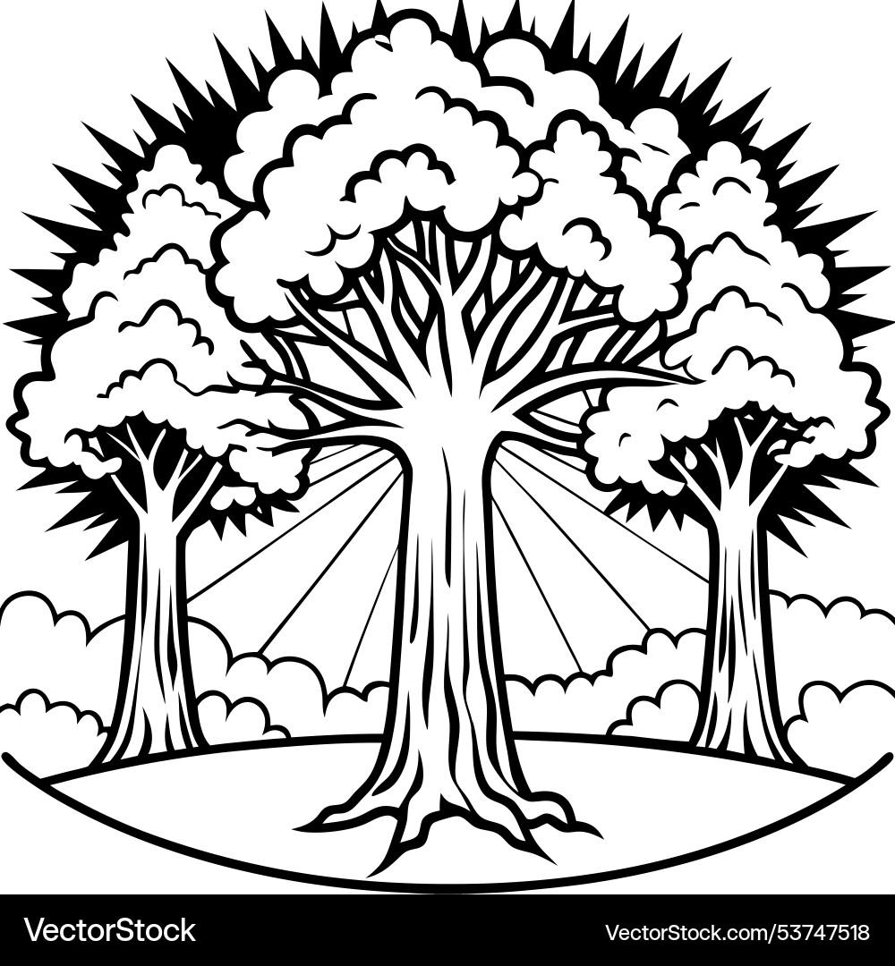 Magic forest the suns rays pass through trees Vector Image