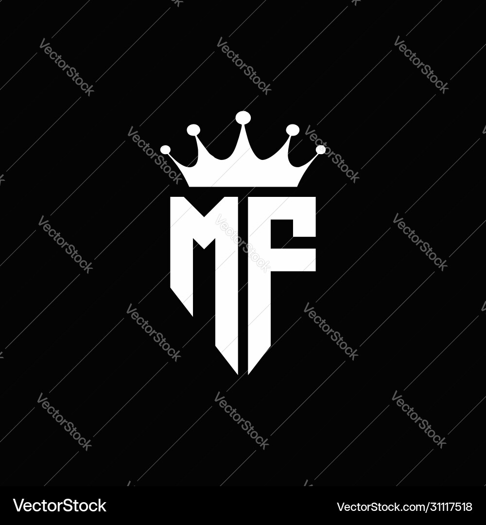Monogram Logo with Crown – MF Initial Emblem – Royalty-Free Vector 