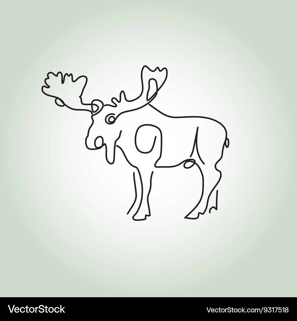 Moose in minimal line style vector image