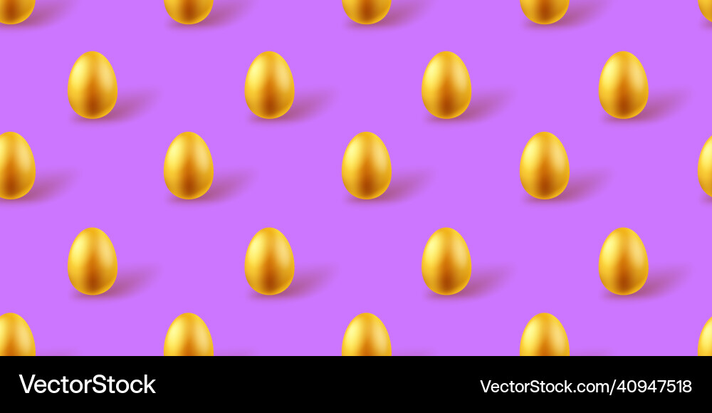 Seamless pattern with golden eggs easter concept vector image