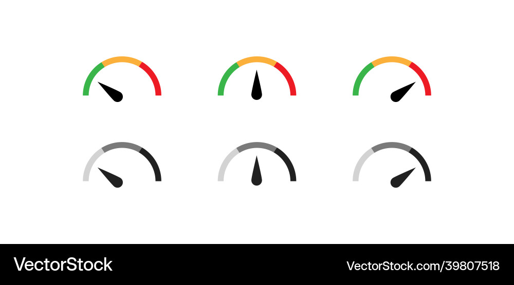 Speedometer color icon set gauge simple symbol Speedometer color icon set gauge simple symbol vector image