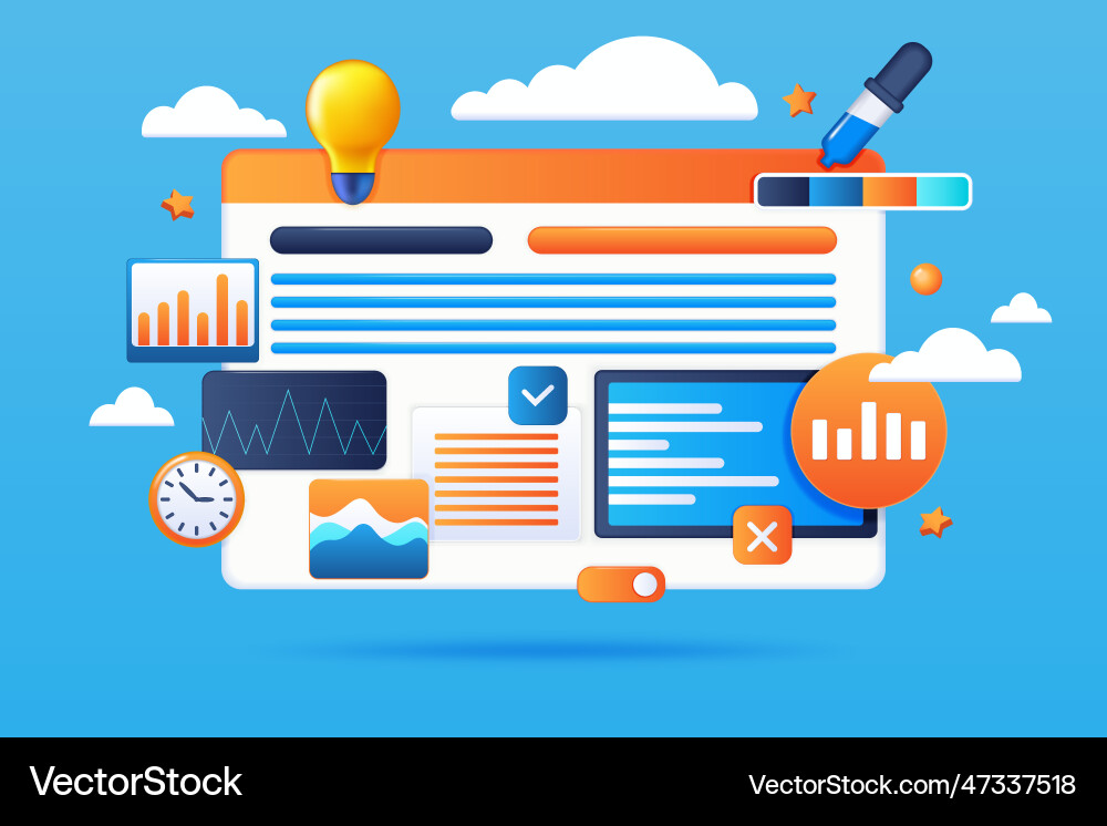 Webdesign 3d ui macht grafische Website-Software Webdesign 3d ui macht grafische Website-Software vektorbild