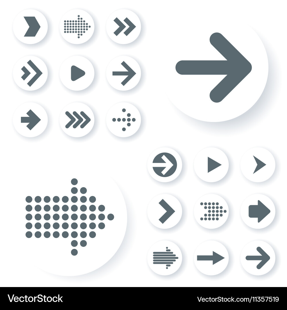 Flat Arrow Icon Set - Navigation & Player vector image