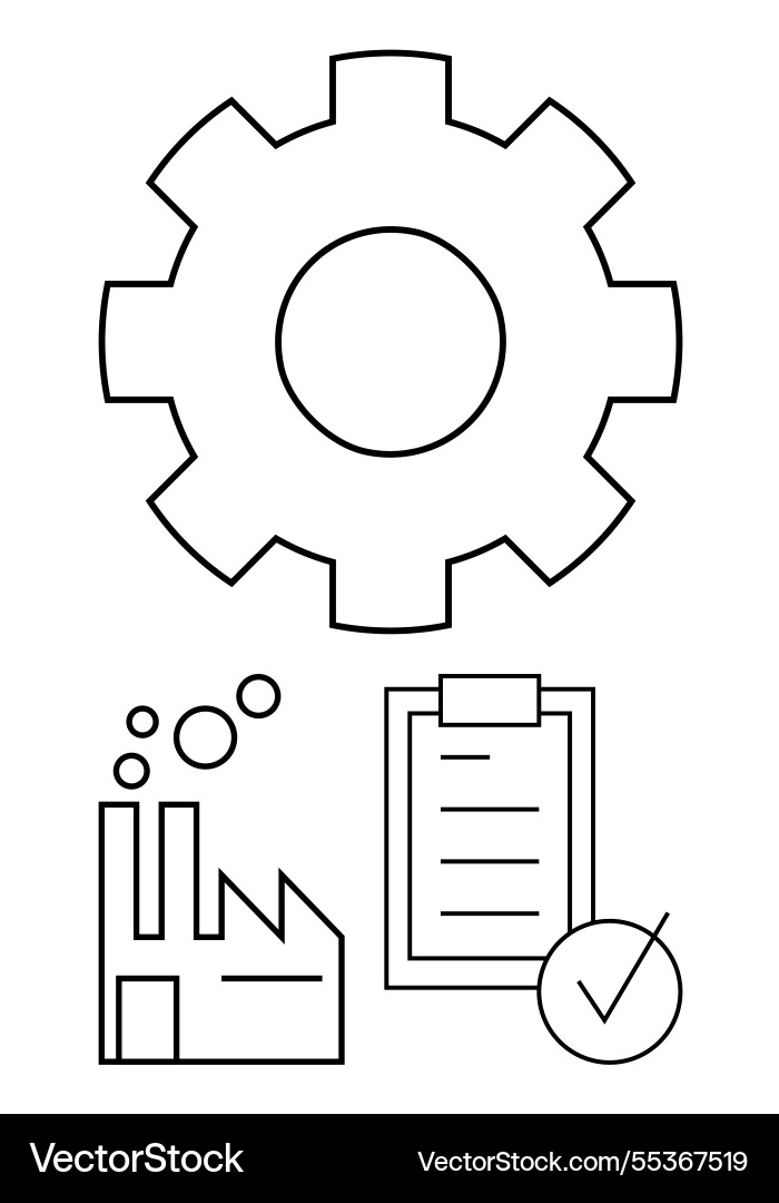 Gear factory checklist with checkmark Vector Image