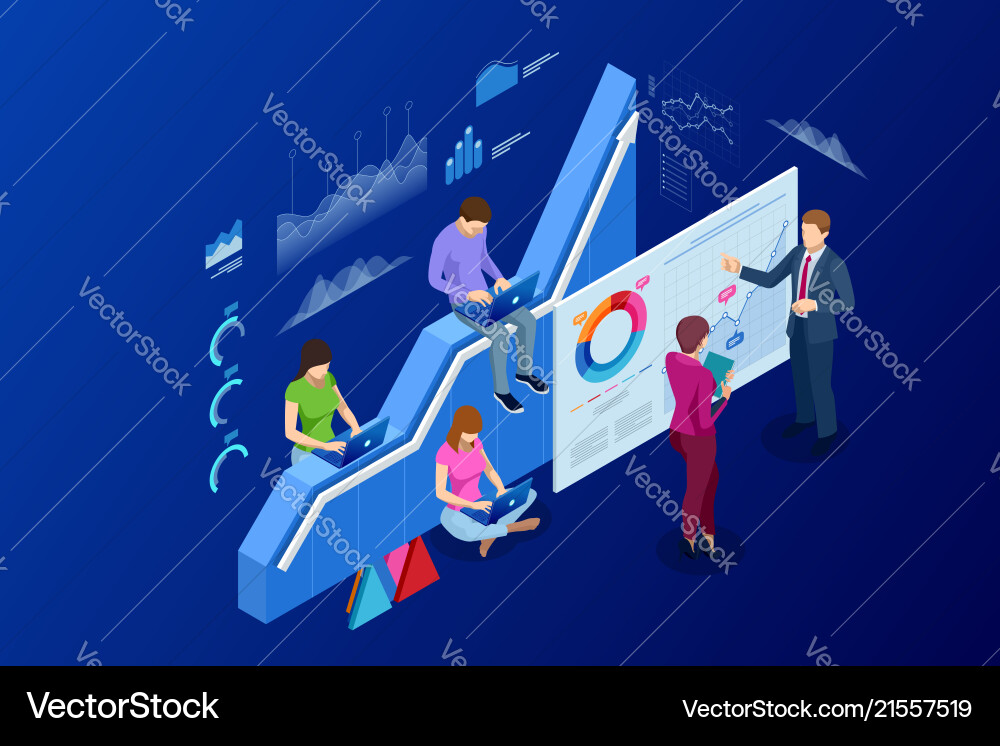 Isometric web banner data analisis and statistics Isometric web banner data analisis and statistics vector image