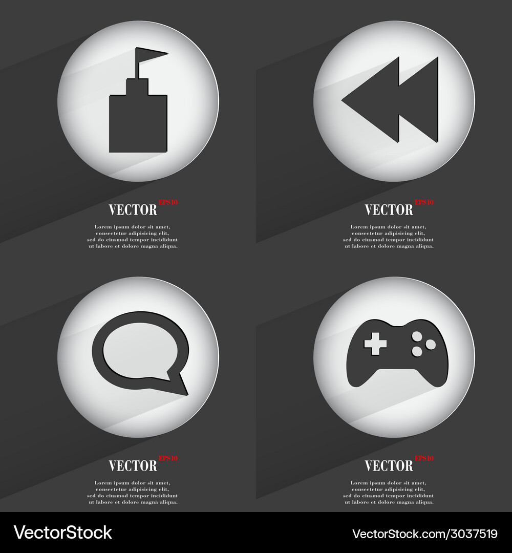 Set of 4 flat buttons icons with shadows Vector Image
