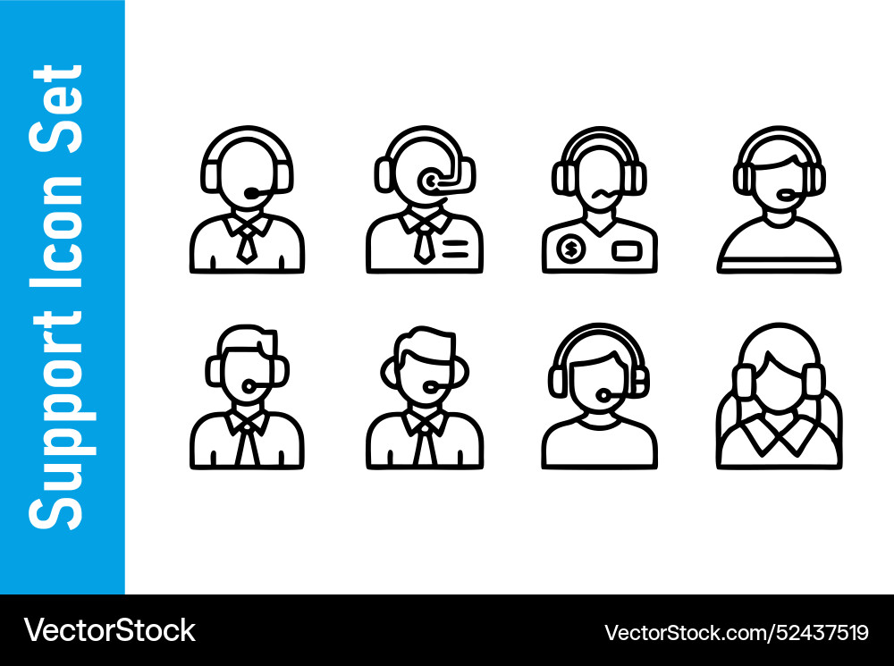 Support icon set with editable outline vector image