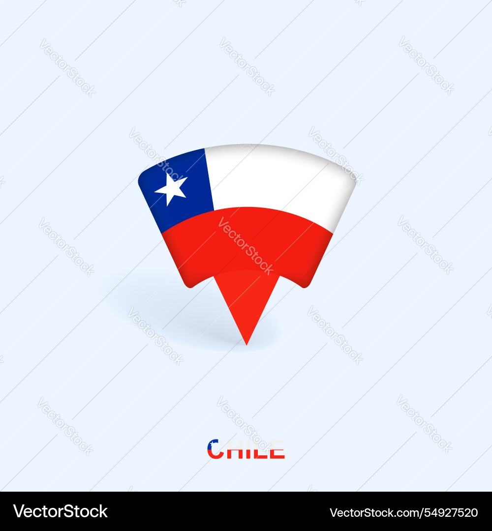 Chile flag map pointer design with shadow Chile flag map pointer design with shadow vector image