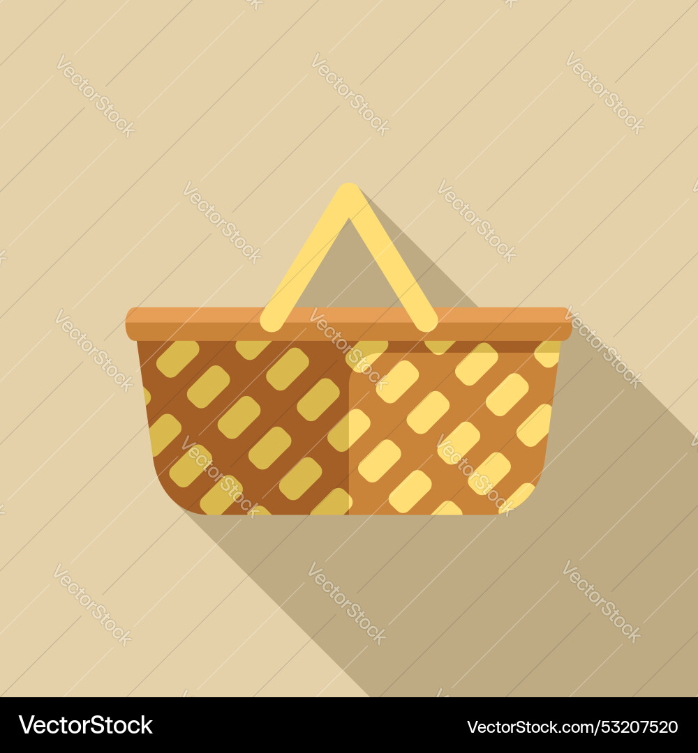 Empty wicker picnic basket casting long shadow Empty wicker picnic basket casting long shadow vector image