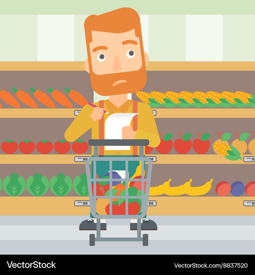 Man with shopping list Vector Image