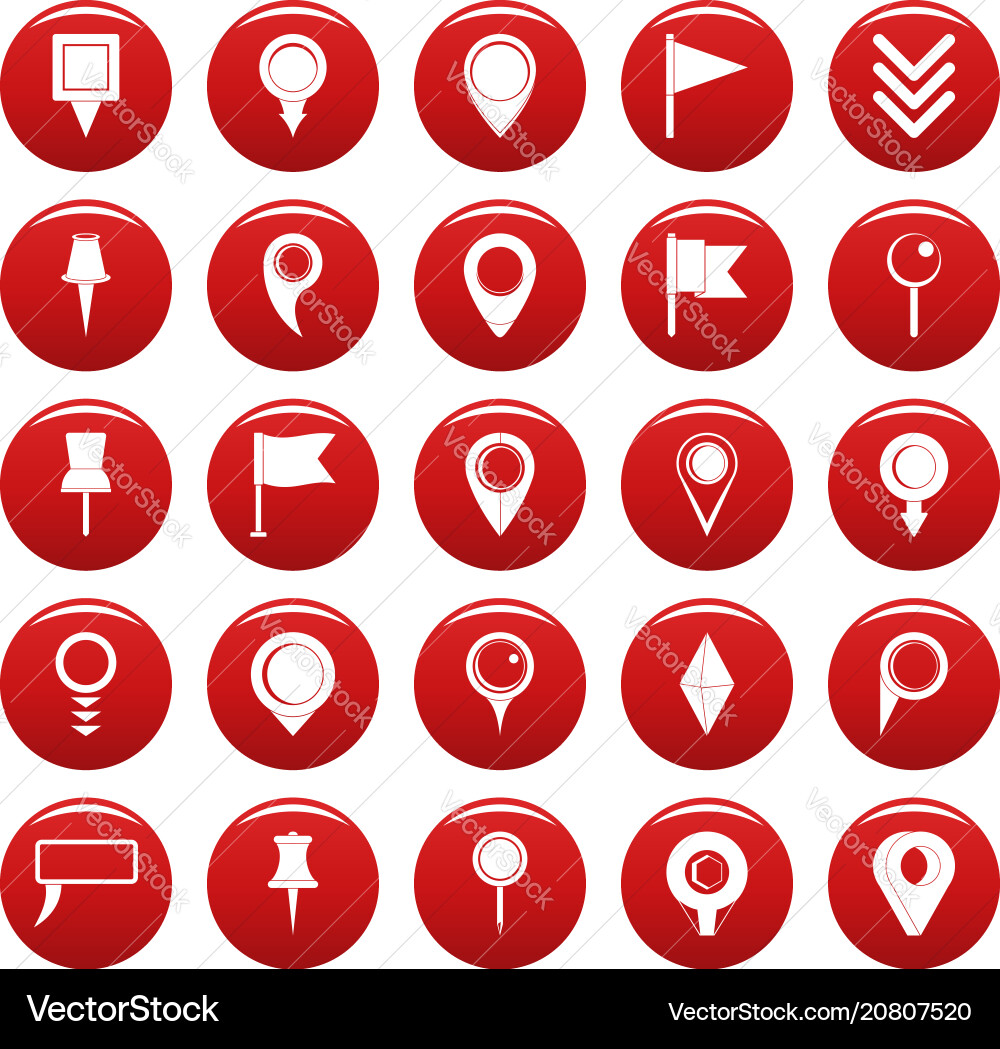Map pointer icons set red Map pointer icons set red vector image