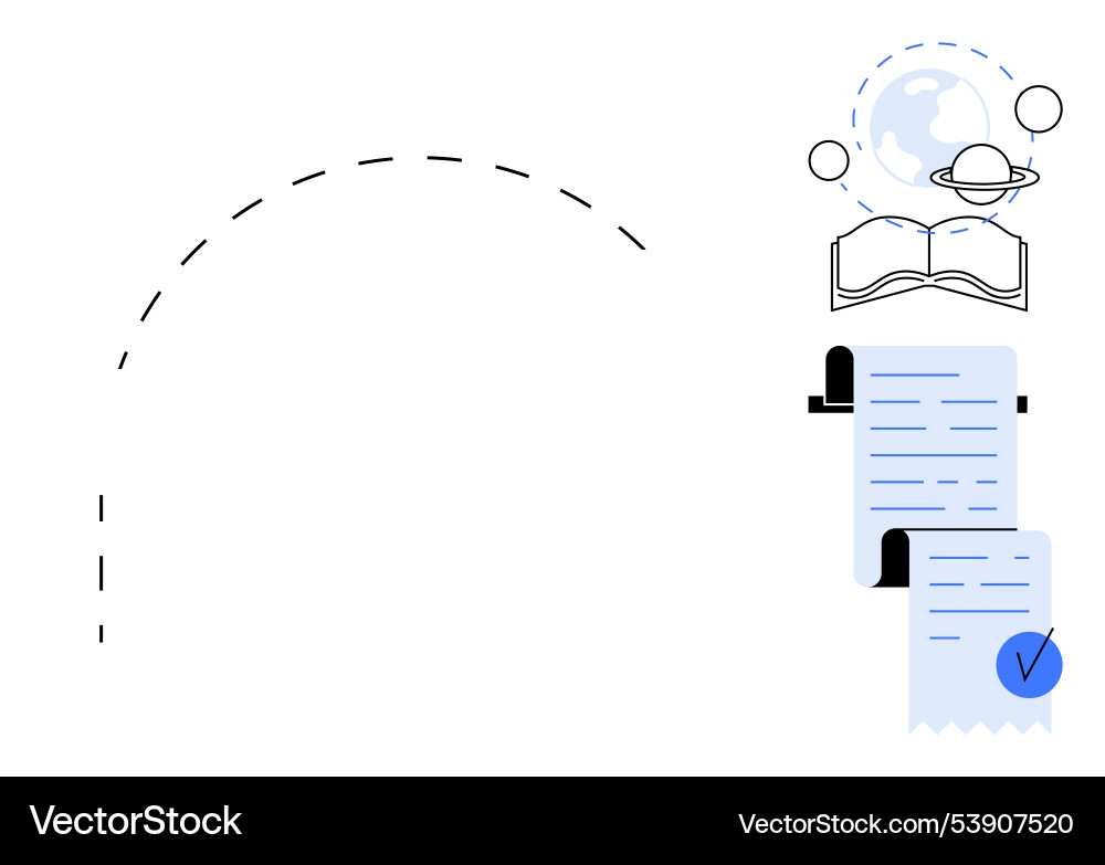 Open book with world and document scroll Open book with world and document scroll vector image