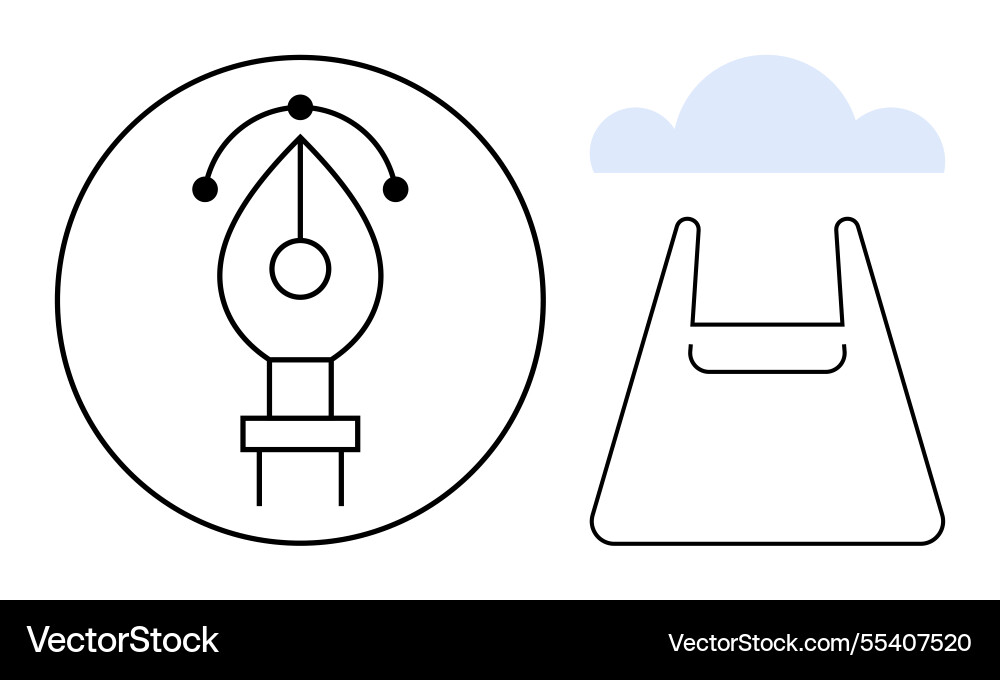 Pen tool with cloud upload icon representing Pen tool with cloud upload icon representing Vector Image