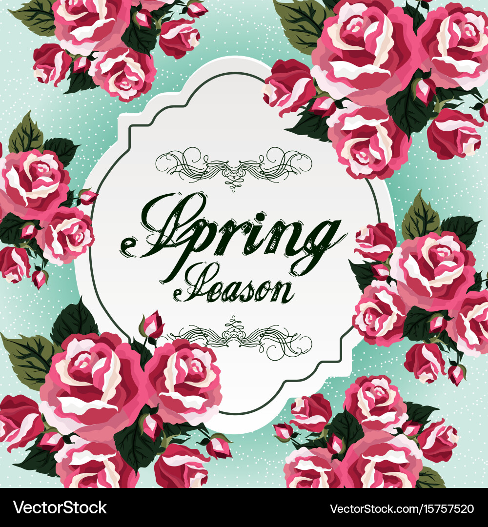 Spring season with red flowers Royalty Free Vector Image