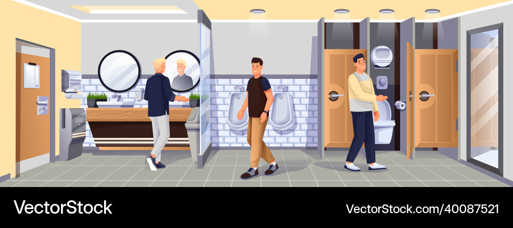 Menschen in der öffentlichen Toilette Toilette Ruheraum für Männer Menschen in der öffentlichen Toilette Toilette Ruheraum für Männer vektorbild
