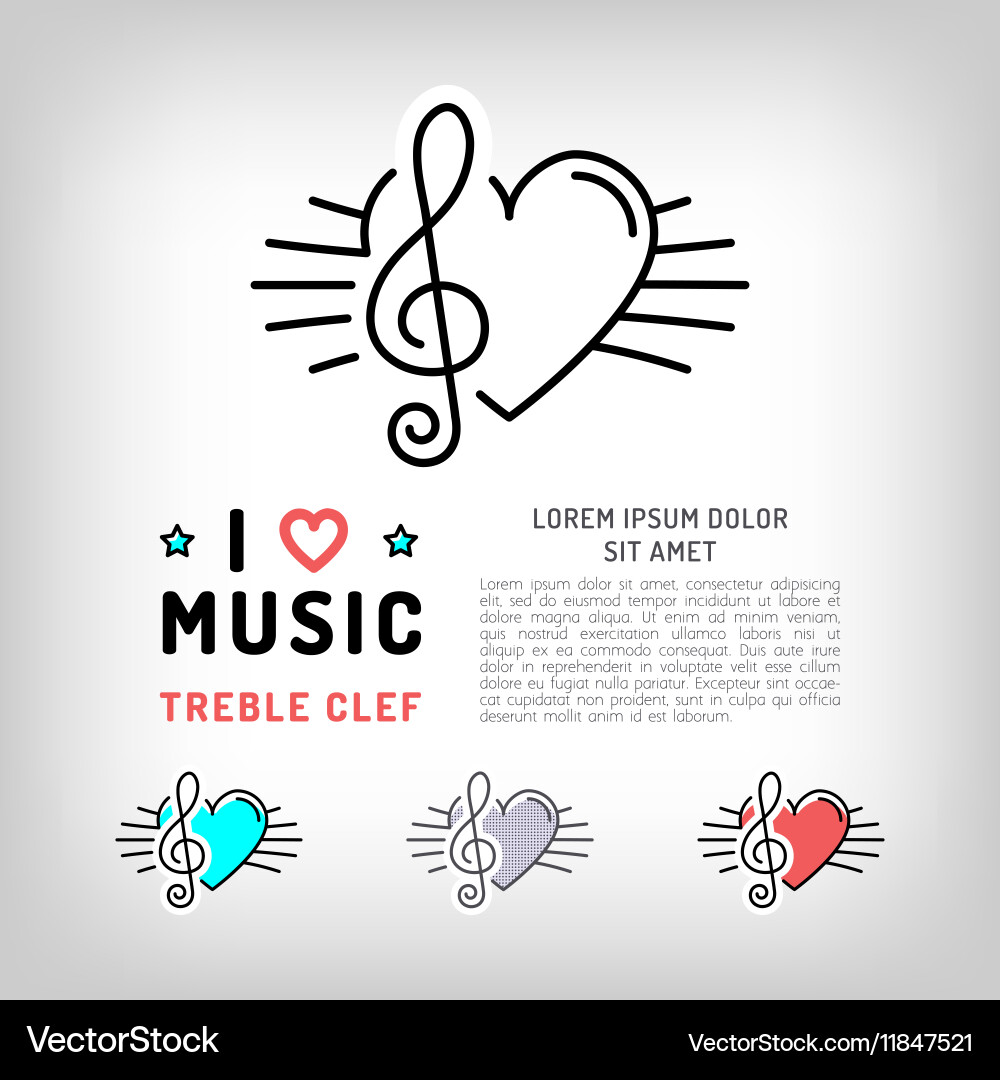 Treble Clef with Heart Symbol vector image