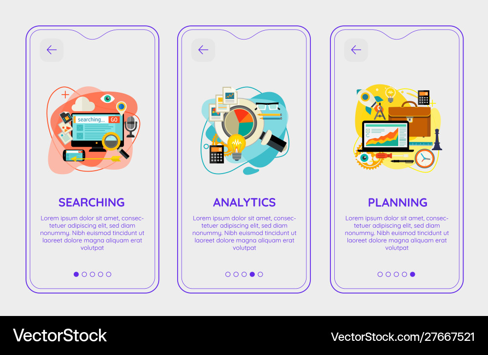 Trendy analytics and planning ui mobile app splash Vector Image