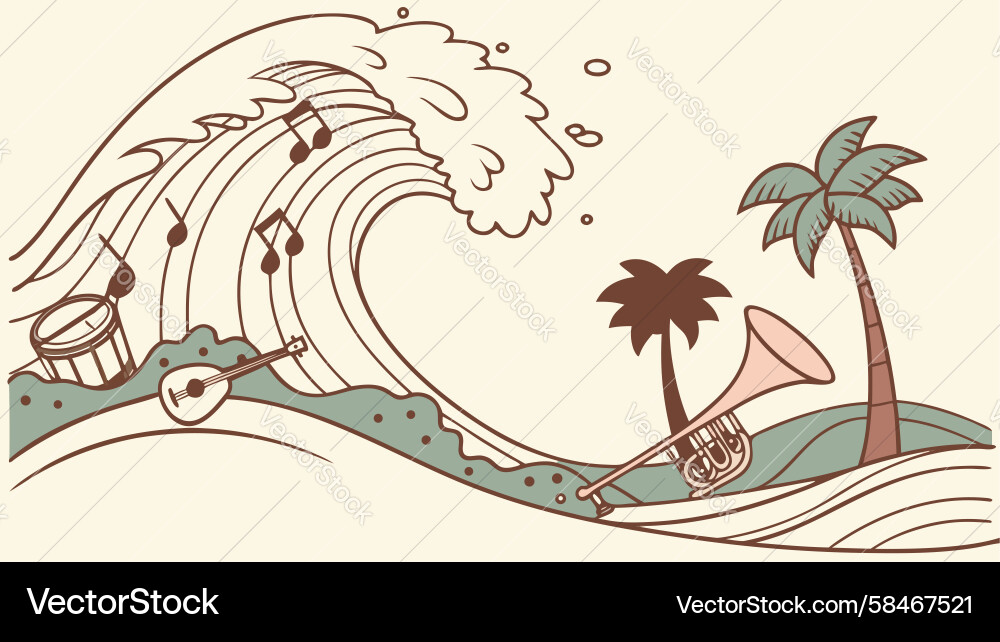 Tropical Wave with Instruments Vector Image