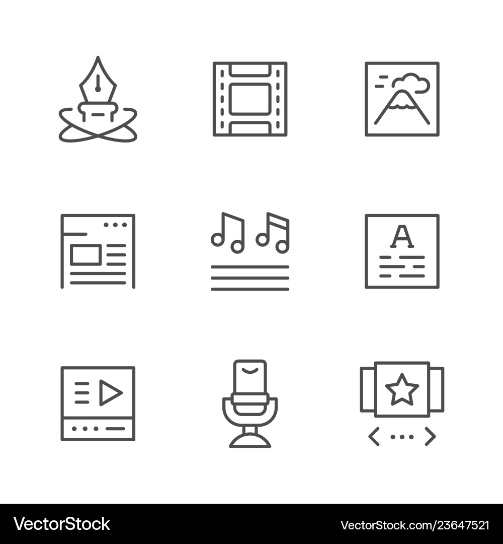 Web Content Line Icons vector image