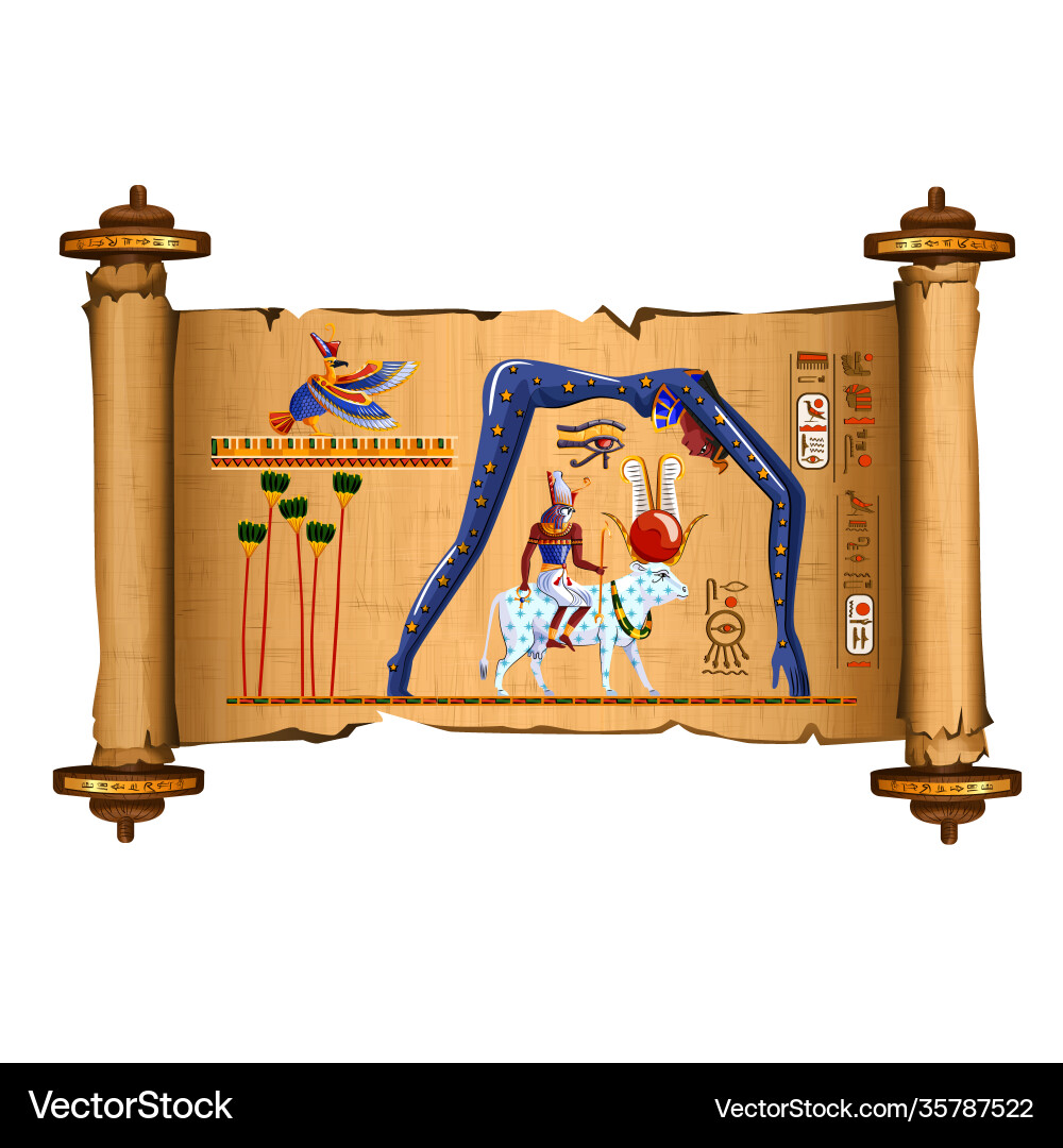 Ancient egypt papyrus scroll cartoon vector image