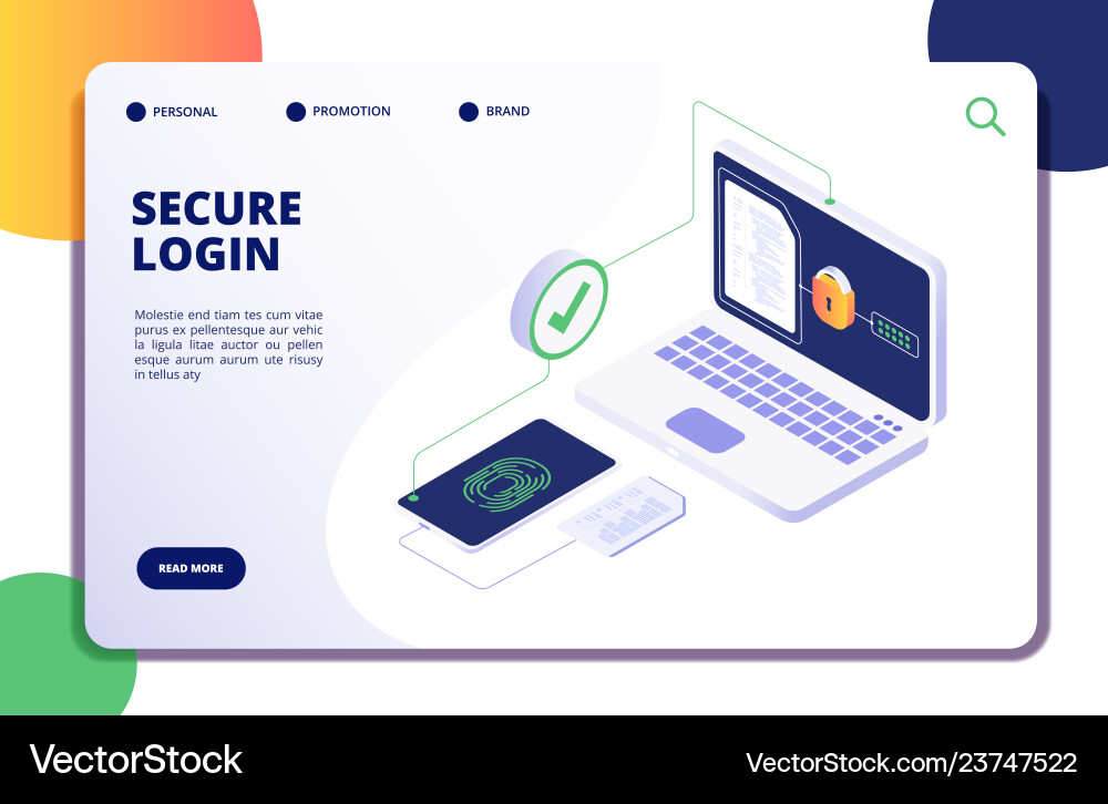 Authentication isometric concept password login Authentication isometric concept password login vector image