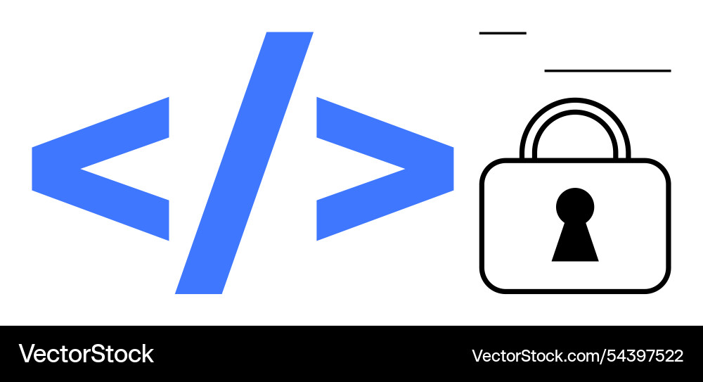Coding Sicherheitskonzept mit HTML-Tags und Vorhängeschloss Coding Sicherheitskonzept mit HTML-Tags und Vorhängeschloss vektorbild