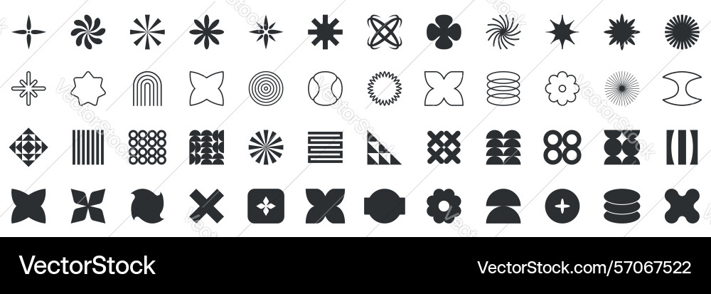 Dynamic geometric ui accent shapes solid icon set Dynamic geometric ui accent shapes solid icon set vector image