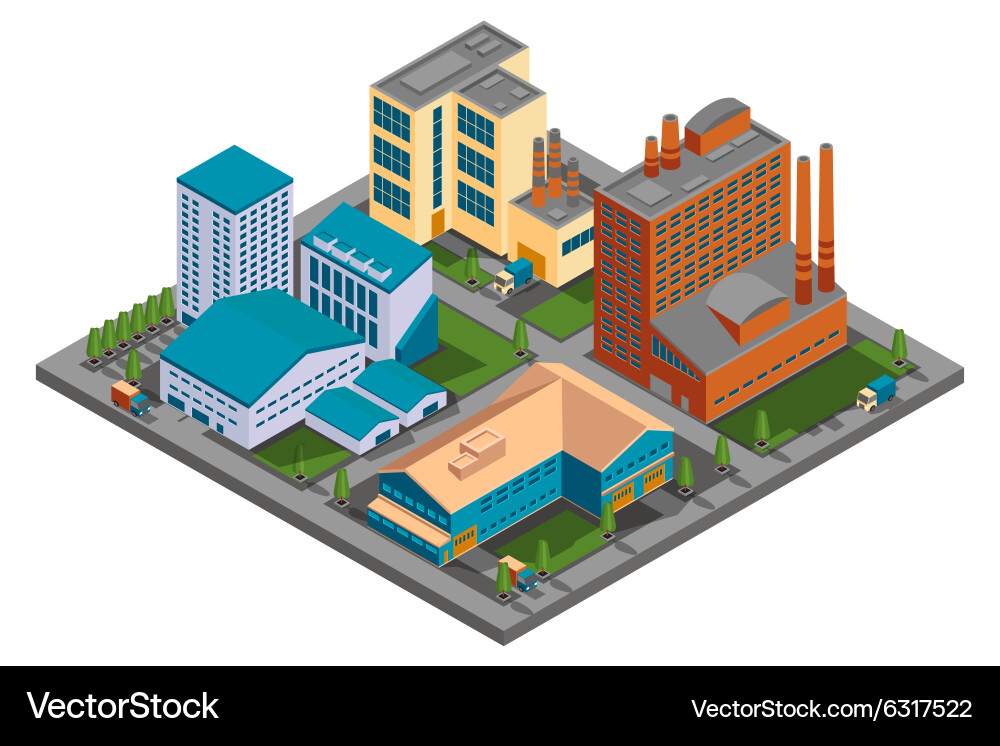 Isometric factory Royalty Free Vector Image - VectorStock
