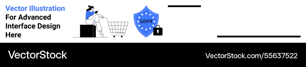 Online shopping with data security shield and gdpr Vector Image