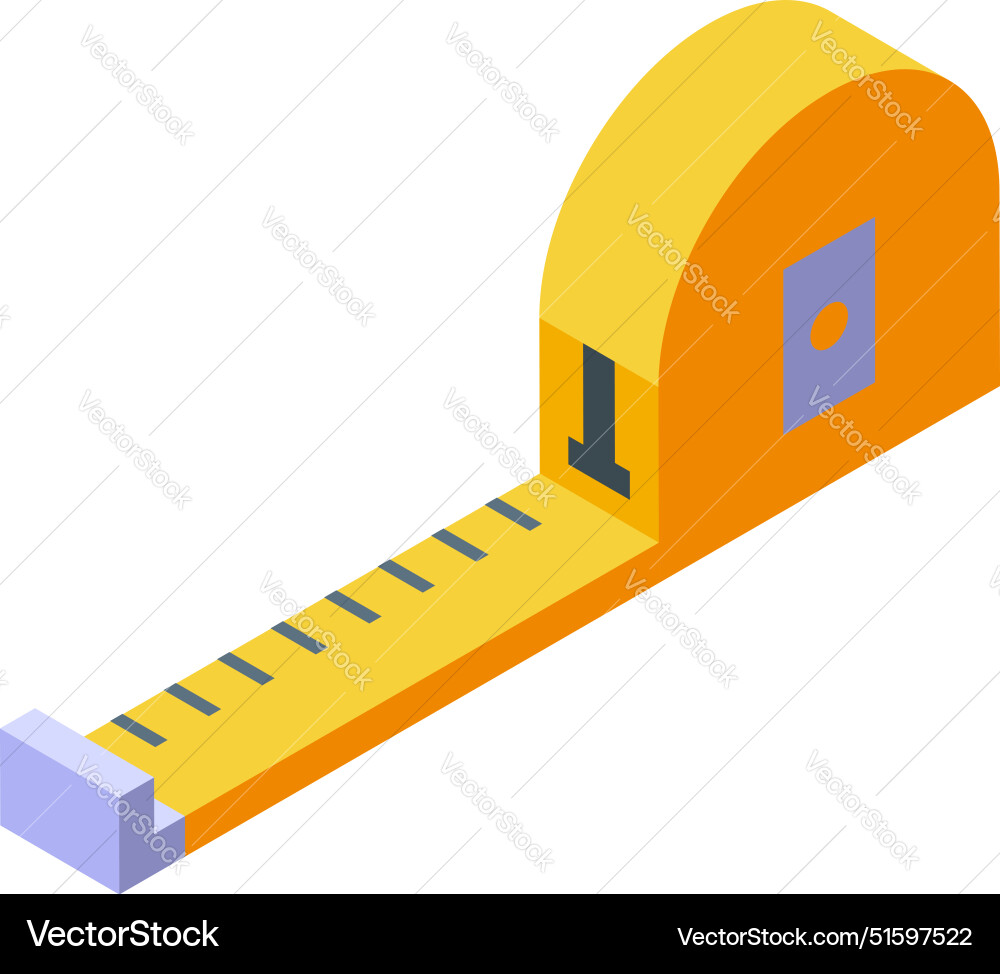 Yellow retractable tape measure tool extending Yellow retractable tape measure tool extending vector image