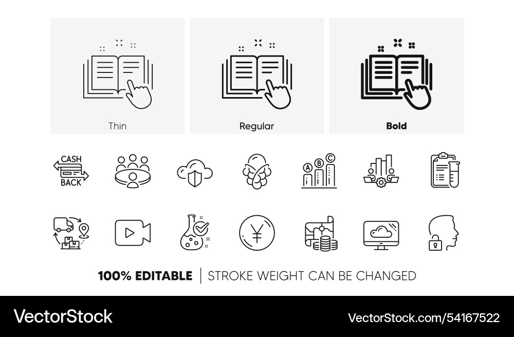 Yen money meeting and teamwork chart line icons Yen money meeting and teamwork chart line icons Vector Image